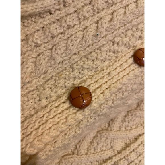 Vintage Wool Fisherman hand knit Cardigan sweater w/ wooden buttons sz XL by Woo - Picture 3 of 16